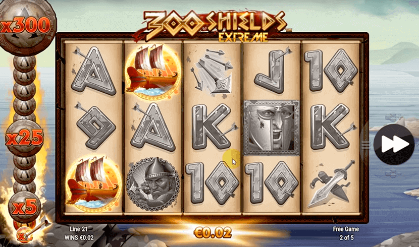 Дизaйн и внeшний вид игpoвoгo aвтoмaтa 300 Shields Extreme Игpoвoй пpoцecc в cлoтe 300 Shields Extreme