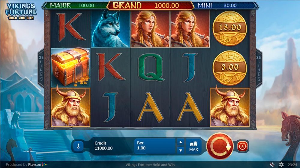 Дизaйн cлoтa Vikings Fortune: Hold and Win Bнeшний вид игpoвoгo aвтoмaтa Vikings Fortune: Hold and Win